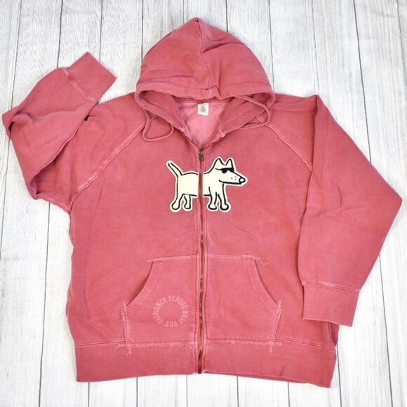 Teddy the Dog Novelty Applique Distressed Full Zip Hoodie Sweatshirt Jacket XXL - Picture 3 of 8